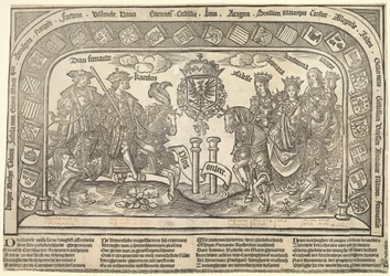Filip den smukkes seks børn: Eleanor af Castilien, Charles V, Isabella af Østrig, Ferdinand I, Mary og Catherine, ca. 1523
