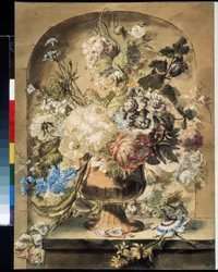 ""Stilleben med blomster"" Akvarel af Jan van Os (1744-1808) Pushkin-museet fra det 18. århundrede, Moskva