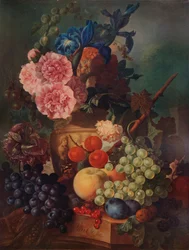 Prydvase med blomster og frugt, c1798, 1938