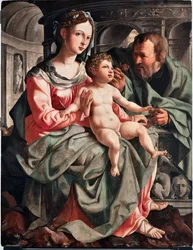 Hellig familie Maleri af Jan Van Scorel (1495-1562) 1522 Dim 130x100 cm Genes, Musei di Strada Nuova (ex Palazzo Bianco) Italien
