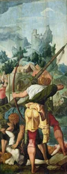 Jomfruernes Martyrium, højre panel fra Triptykonen af Saint Ursula og de elleve tusinde jomfruer, ca. 1539