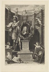Portræt af ærkehertug Leopold William af Østrig som kunstsamler Theatrum Pictorium (serietitel) Titelside for: David Teniers, Theatrum Pictorium, 1658