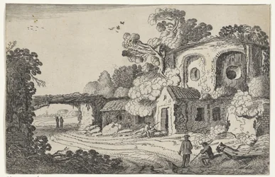 Landschap met oude burcht Ruiner i landskab (serietitel) Gamle ruiner og nogle af de smukkeste regioner (serietitel)