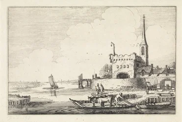 Pont med kvæg ved et fort i et flodlandskab Landskaber (serietitel) Amenissimae aliquot requculae (serietitel)