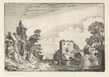 Tårn og en kirke i et landskab Amenissimae aliquot requculae (serietitel) Landskaber (serietitel)