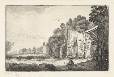 Kvinde med barn ved en ruin af et hus Landskaber (serietitel) Amenissimae aliquot requculae (serietitel)