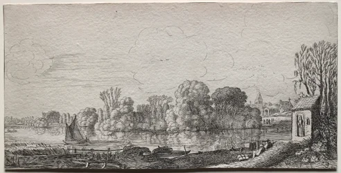 Landskaber: Et lille kapel ved en dam