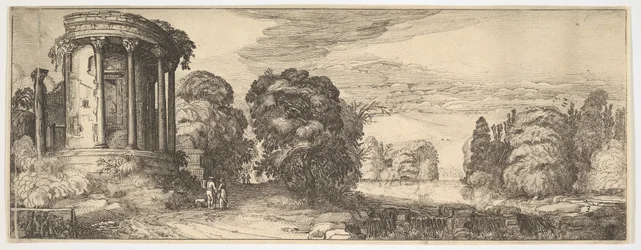 Sibyllens tempel i Tivoli fra Landskaber og ruiner, ca. 1615.