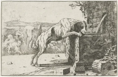 Hund ved et springvand Dyr (serietitel) Zoographiam (serietitel)