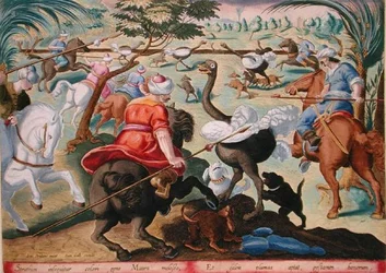 Maurere til hest på strudsejagt, tavle 62 fra 