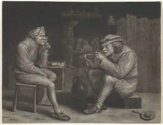 Pub scene med mand tænder en pibe