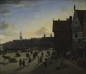 Dæmningen og Damrak, Amsterdam, ca. 1663