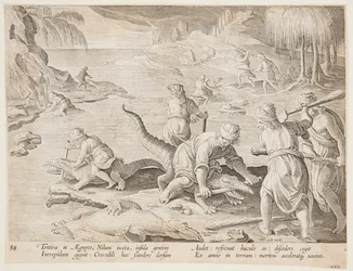 Krokodillejagt i Tentyra, i Egypten, tallerken 30 fra Hunts of Wild Animals, Birds and Fish-serien