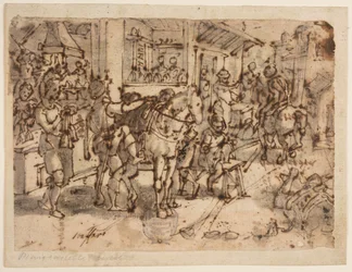 Opfindelsen af stigbøjlen, design for "Staphae, sive stapedes," pl. 9 i trykserien Nova Reperta (New Inventions of Modern Times).