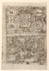 Recto, ovenfor: Foreløbigt design til titelblad til Vermis Sericus ("Silkeormens introduktion") printserie; Recto, nedenfor: Foreløbig design for pl. 3 (Inkubationen af Silkeormeæg); Verso, ovenfor: Ufuldstændigt foreløbigt design til titelside til