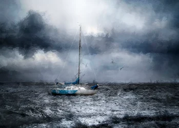 Sejlbåd på det stormfulde hav