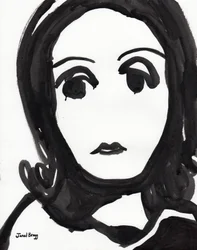Greta Garbo-illustration i sort-hvid, ca. 2000