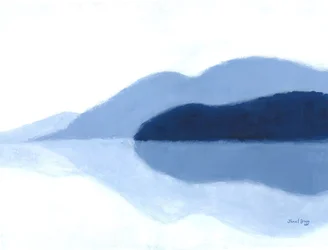 San Juan Islands Reflections, ca. 2021 (kasein på papir)