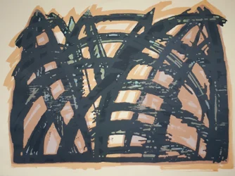 Head On (iii), 2014 (træsnit med motorsav og silketryk)