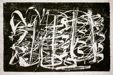 Tidens musik, 2014 (motorsav træsnit på rispapir)