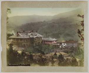 Fujiya Hotel, Miyanoshita, Hakone, Kanagawa Prefecture, Japan (håndfarvet sort/hvid foto)