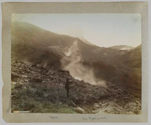 Owakudani, Hakone, Kanagawa-præfekturet, Japan (håndfarvet s/h-billede)