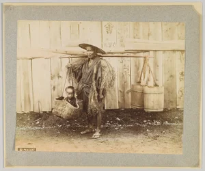 Peasant, Japan (håndfarvet sort/hvid foto)