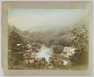 Yumoto Hakone, Kanagawa-præfekturet (håndfarvet s/h-billede)