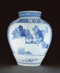 Blå og hvid vase (porcelæn)