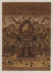 Buddhistisk maleri, 1392-1573 (blæk & polykrom farve på papir)