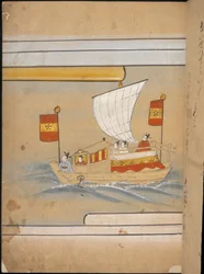 Kinesiske udsendinge i en båd, illustration fra 