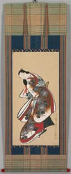 Courtesan, begyndelsen af 1700-tallet (hængende rulle, blæk og farve på papir)