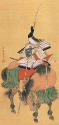Kvindelig samurai-kriger Tomoe Gozen (tegning)