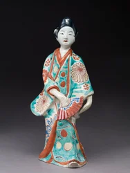 Figur af en dansende kvinde, japansk, sandsynligvis 1600-tallet (lertøj med emaljeoverglasur)