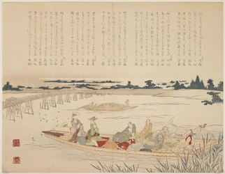 Firefly Viewing Party, ca. 1818-29 (træblok i farver, karazuri på floddelen)