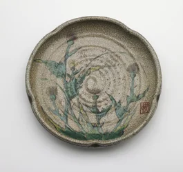 Serveringsfad med fem flige, Gifu-præfektur, Edo-periode (keramik)