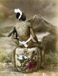Japan: Japansk mand med helkropstatovering, slutningen af det 19. århundrede, ca. 1890