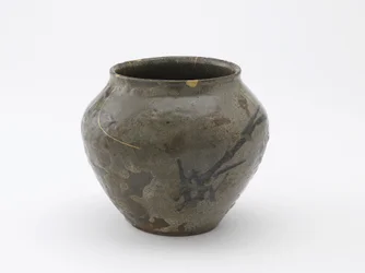 Krukke med et design af siv, Saga-præfekturet, Momoyama-perioden, slutningen af 1500-begyndelsen af det 17. århundrede (stentøj med jernpigment under feldspatisk glasur)