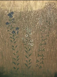 Moon In Musashi Plain (farve og guld på papir)