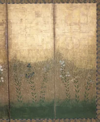 Moon In Musashi Plain (farve og guld på papir)