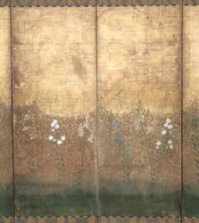 Moon In Musashi Plain (farve og guld på papir)