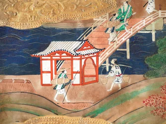 Osakazu Byobu - Japansk foldeskærm med otte paneler (maleri)