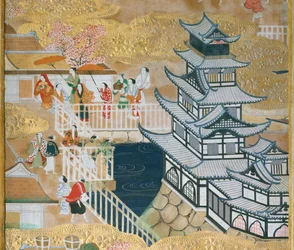 Osakazu Byobu - Japansk foldeskærm med otte paneler (maleri)