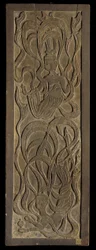 Panel med lavreliefudskæring af buddhistiske apsaraer (træ)