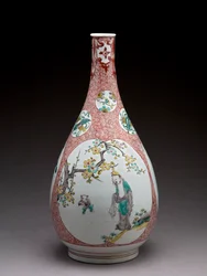 Pear-shaped bottle vase, ko-Imari ware