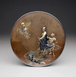 Plaque, Meiji-periode. ca. 1870 (sølv, kobber og forgyldt)