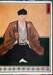 Portræt af Tokugawa Ieyasu (1542-1616), grundlægger af dynastiet af samme navn som shogun, Japan