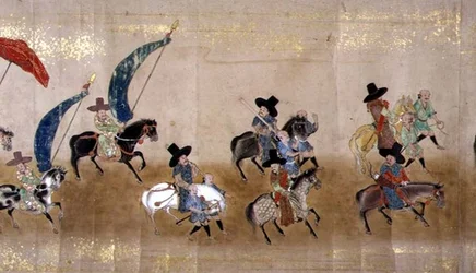 Sjette koreanske ambassade til Japan i Meireki 1 på tidspunktet for Tokugawa Ietsunas tronfølger i 1651, muligvis af Kano Masunobu (1625-94) (rullemaleri) (detalje)