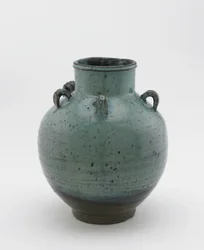 Opbevaringskrukke til teblade med fem løkker, Saga eller Nagasaki præfektur, Edo-periode (keramik)