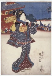 Uden titel (A Woman Traveling) (farvetræsnit)